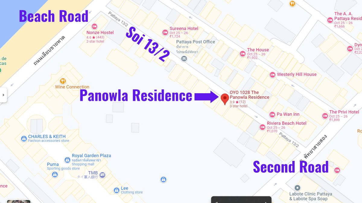 Location Map of Otteri Coin Laundry in Pattaya